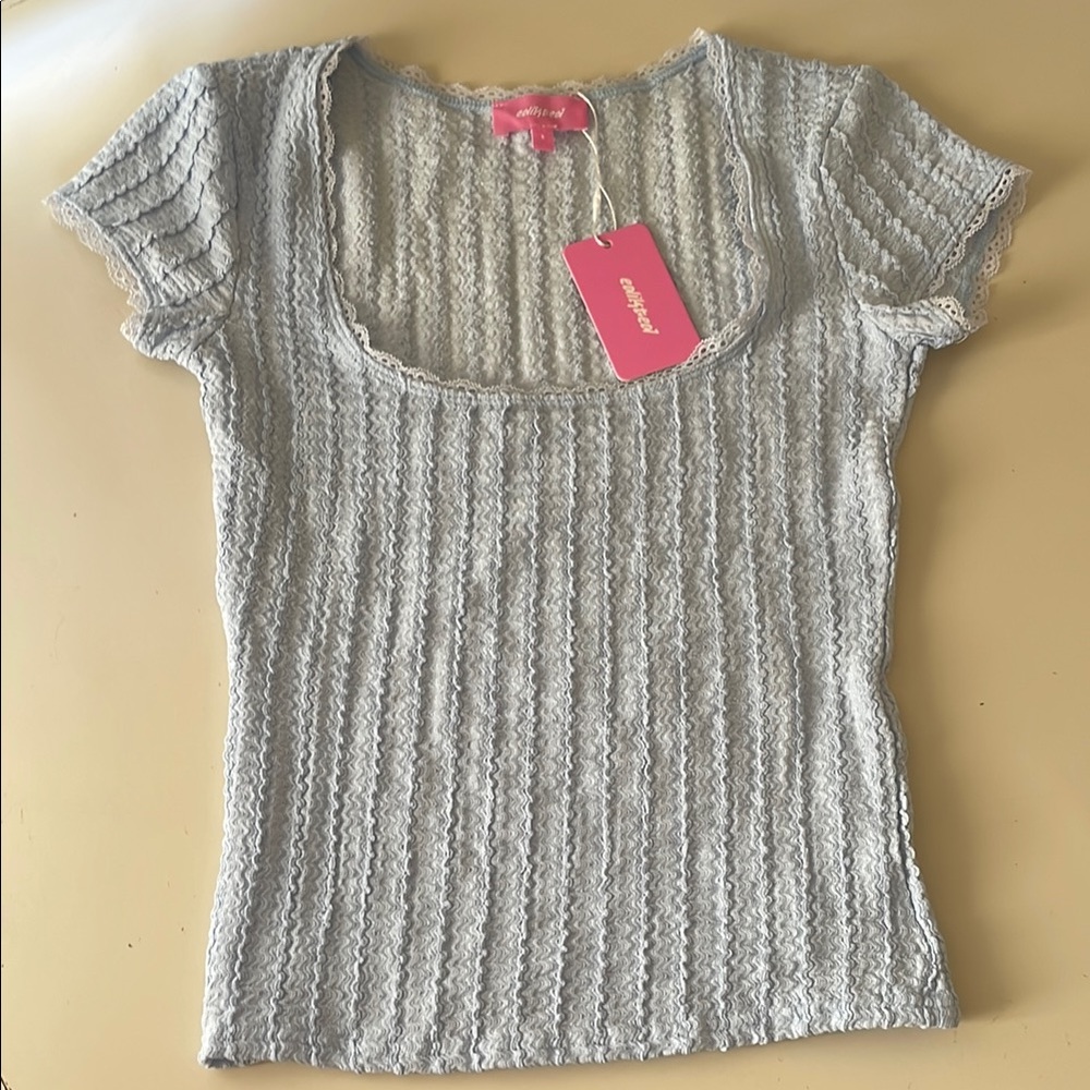 Edikted Light Blue Short Sleeve Top